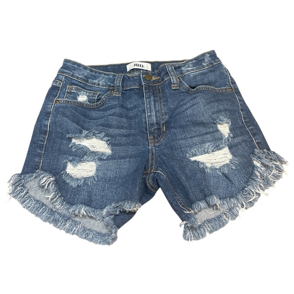 JBD Just Black Denim Women Distressed Shorts Fringe Blue Size Small Summer Edgy